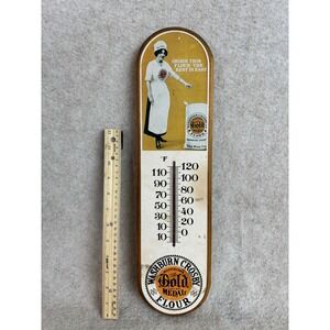 Vintage Washburn Crosby Gold Medal Flour‎ Thermometer Advertising Wood Sign